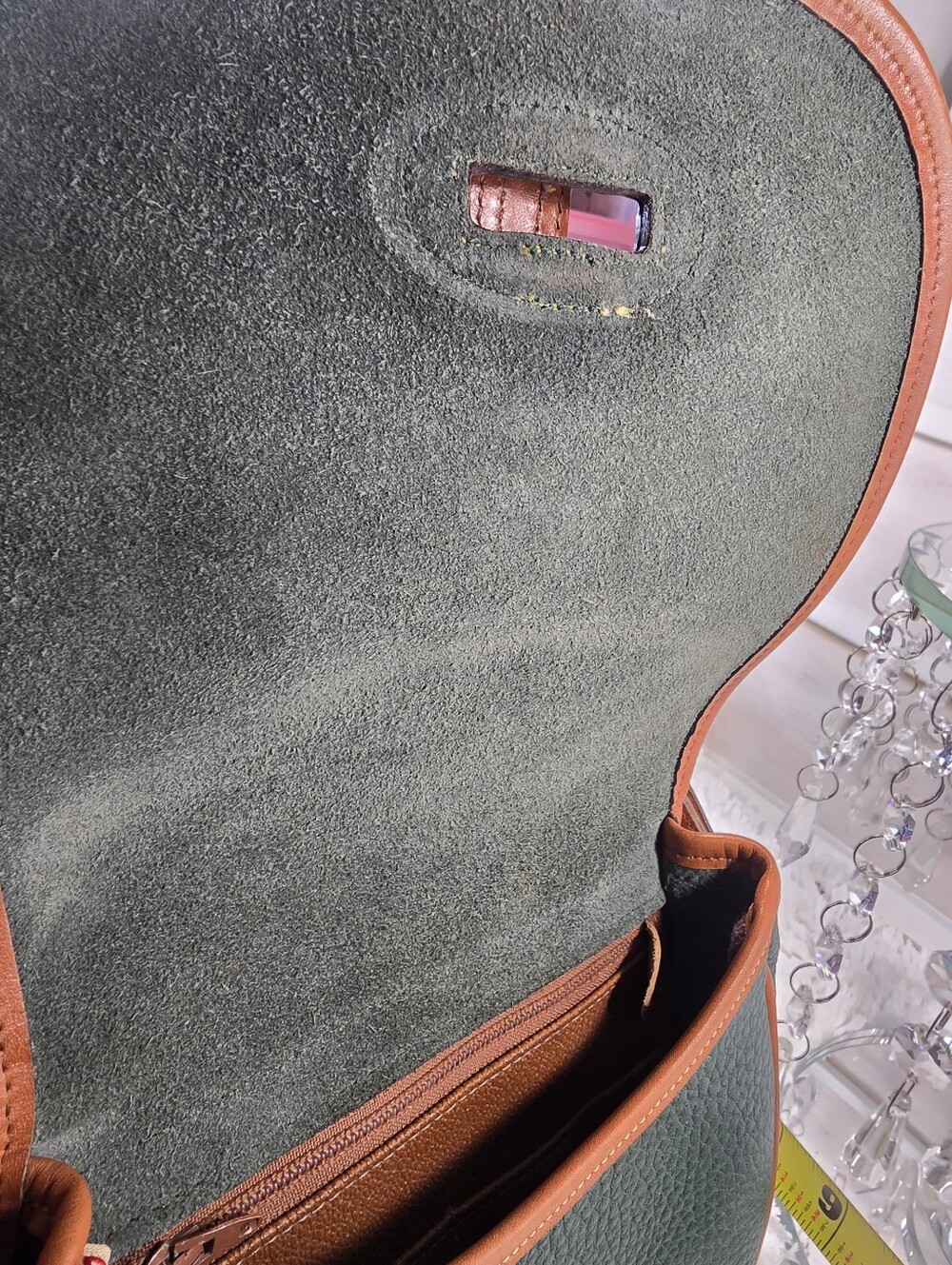 Vintage Dooney & Bourke Green and Tan All weather Leather Crossbody - Picture 15 of 16